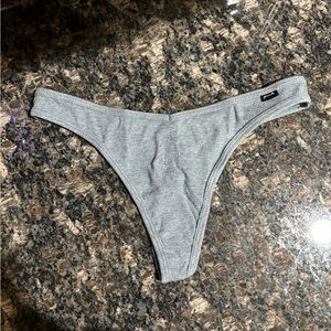 PINK Victoria's Secret Ribbed Light Gray Thong